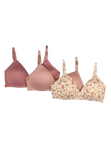 TAHARI Girls' 3-Pack Molded Wire-Free Training Bras – Adjustable Straps, Soft & Comfortable, Ideal for Teens & Beginners