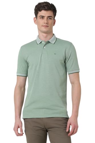 Image of Peter England Men's Premium Branded Regular Fit Half Sleeve Polo T-Shirt | Cotton Rich | Birds Eye Interlock Weave| No Pocket