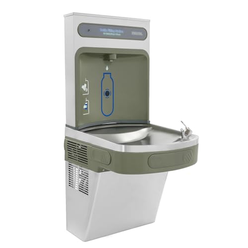 Wall Mounted Water Fountain with Cooling & Sensor Faucet - Stainless Steel Indoor Bottle Filling Station, 110V US Plug, 6.6 Gal/H Refrigerated Pure Water Dispenser for Home Office Gym