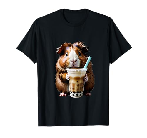 Adorable cochon d'Inde kawaii buvant du lait aux bulles pour les amateurs de thé T-Shirt