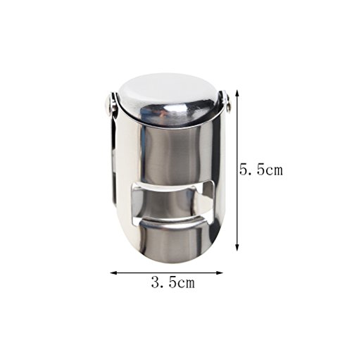 kuou 2 Pieces Champagne Stopper, Stainless Steel Vacuum Sealed Wine Sparkling Bottle Closure Sealer Silver