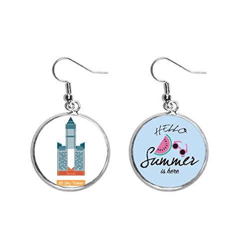 Pendientes de sandía ligeros joyeria de verano Taiwan Hotel 85 Sky Tower