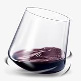 Un-Spillable Stemless Wine Glasses | Single | Spill-Proof Aerating Wine Glass, No Stem Tilted Glassware for Whiskey, Champagne, Cocktail, Water, Wine Aerator Spill Resistant Gift For Her, Him 13.5OZ