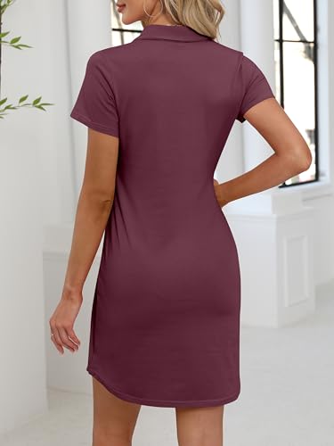 Image of ANRABESS Women Mini T Shirt Dress, V Neck Short Sleeve with Pockets, Soft Medium Stretch Trendy Summer Casual Beach Vacation