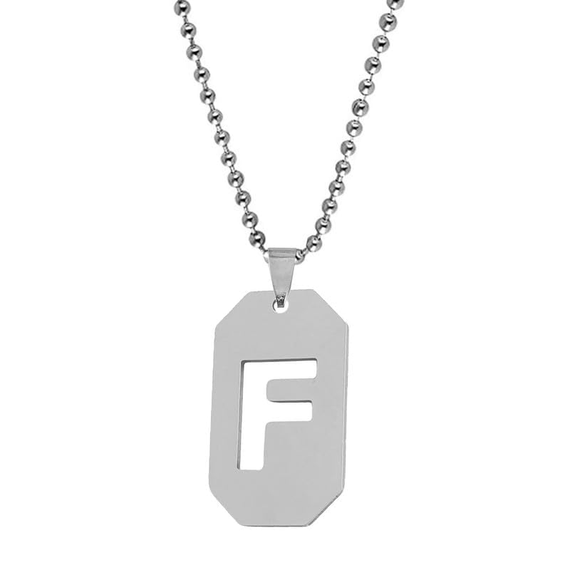 M Men Style Initial F Letter Necklace for Men Stainless Steel Ball Chain 22 inch Personalized Letter Charm Pendant Jewelry Gift for Boys Women (B0DGX9N6BP) Amazon Price History, Amazon Price Tracker