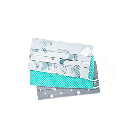 Lilind® 3 Pack Cloth Face Masks, Comfortable Gift, Handmade in UK, Breathable, Soft, Reusable and Washable Covering, 100% Cotton, Gray Mix Cover