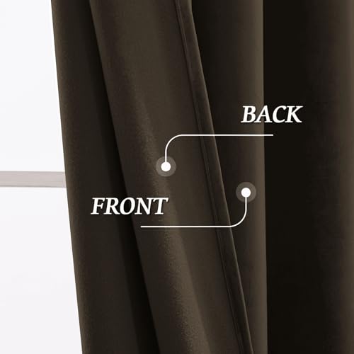 Image of RYB HOME Extra Long Velvet Curtains 120 inches Long, High Ceiling Curtains | Thermal Insulated, Room Darkening, Privacy UV Protection, Loft Apartment Living Room, Brown, W52 x L120, 2 Panels