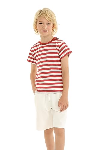 Mud Kingdom T-Shirt for Boys Short Sleeve Plain Cotton Classic Summer Casual Stripe4