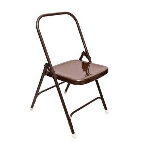 Image of Preeti Yoga Iyanger Yoga Backless Meditation Foldable Chair for Holding, Alignment & Flexibility | Capacity: 100kg (Medium - Brown Color)
