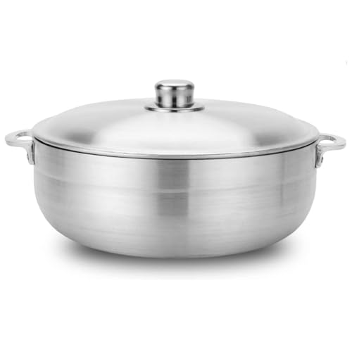 Alpine Cuisine Aluminum Caldero Stock Pot, Cosine Cooking Dutch Oven Performance for Even Heat Distribution, Perfect for Serving Large & Small Groups, Riveted Handles, Commercial Grade (3.5-Quart)