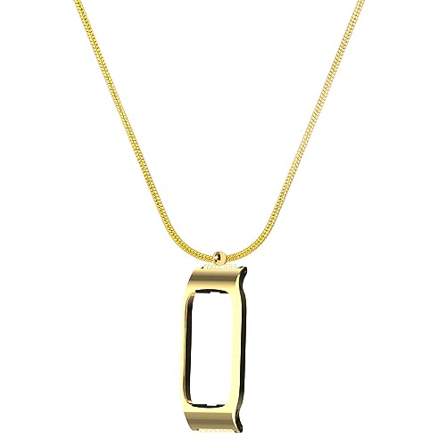 Gheper Smartwatch Necklace Stainless Protective Case Frame Chain Design Compatible with Fitbit Luxe/Luxe SE (Golden)