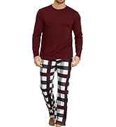 KUYIGO Men 2 Piece Pajamas Set Plaid Sleepwear Loungewear Relaxed Fit Nightwear PJ Sets