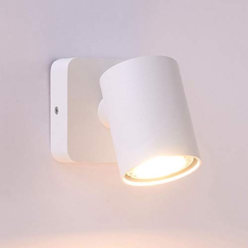 Lámpara de pared, luz blanca cálida de 2800 K, moderna lámpara de lectura para habitación infantil con interruptor de sensor de presión, luz de pared blanca cilíndrica, luz descendente, espe