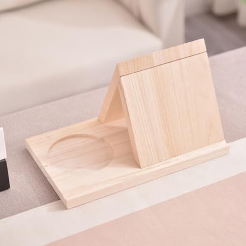 Soporte triangular para libros hecho en madera beige con acabado moderno premium 7