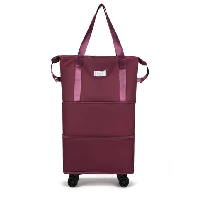 Foldable Travel Duffel Bag, Expandable Rolling Duffle Bag with Dual Pouch Wristlet Wallets Sports Tote Gym Bag Rolling Luggage Bag Carry on Duffel Bag for Women and Men Travel-image-44