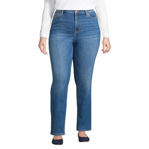 Lands' End Women's Recover High Rise Straight Leg Blue Jeans