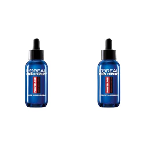 L'Oréal Men Expert - Sérum Visage Multi-Action Hydratant & Anti-Âge pour Homme - À l'Acide Hyaluronique - Pour Tous Types de Peaux - Power Age - 30 ml (Lot de 2)