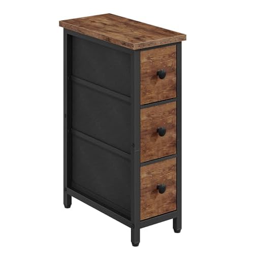 Industrial Slim Side Table with Drawers