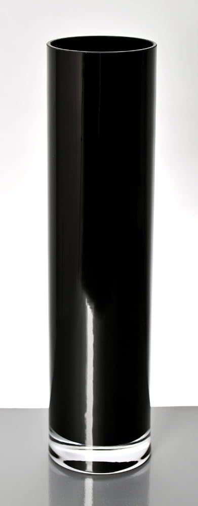 Handmade glass large conical floor cylinder vase black centrepiece 40 cm H