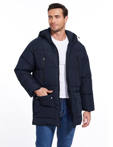 Mens Winter Coats Water-Repellent Windproof Thicken Parkas Long Hooded Padded Puffer Jacket with Pockets3