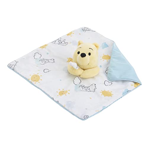 Image of Disney Winnie The Pooh White, Yellow, and Aqua Cloud and Sun Lovey Security Blanket