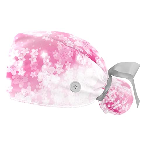 Chapeaux bouffants fleurs de cerisiers calots médicaux réglables couvre-chef travail rose JDEZ