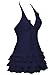 women's one piece swimdress retro bathing suits with skirt tummy control swimsuits one piece push up swimwear, X-Large / 10-12, DarkBlue