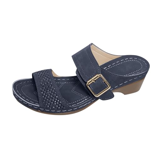 Pantoufles compensées bout ouvert femme bleu roi taille 39.5