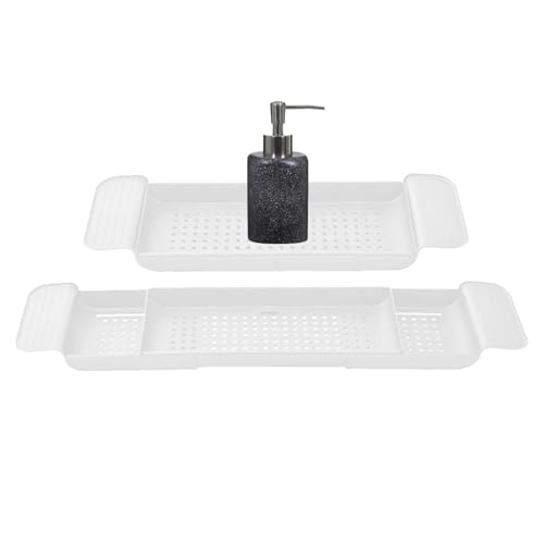 Bandeja de baño para bañera, estante extensible antideslizante, bandeja de mesa de baño, para baño, spa, ducha, remojo, vino, libro, jabón, teléfono, entretenimiento
