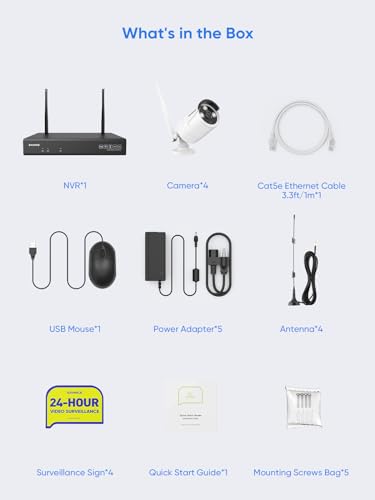 SANNCE Überwachungskamera Set mit 4 X 5MP, 10CH NVR Kabellose Überwachungskamera, AI Human Detection, IP66 Wasserdicht, Unterstützt Alexa, Zwei-Weg-Audio