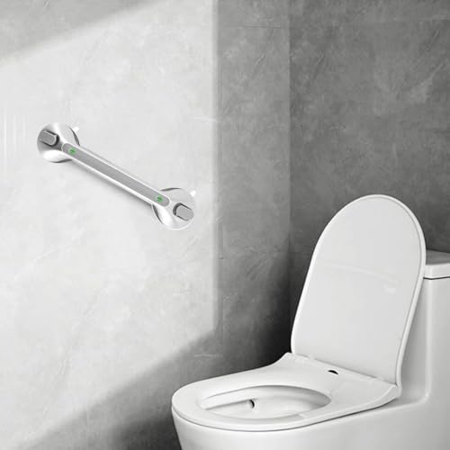 Newthinking Long Suction Grab Rail for Bathroom, 16inch Suction Shower Handle with Indicator, Portable Suction Safety Grab Handle Mobility Aids for Elderly Disabled (1, Silver)
