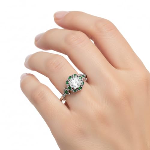 Image of Choose Your Gemstone Vintage Halo Diamond CZ Engagement Ring Sterling Silver Cushion Shape Vintage Engagement Rings Minimal Modern Design Birthday Gift Wedding Gift US Size 4 to 12