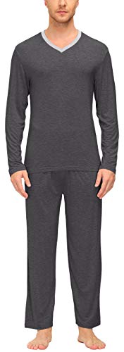 Image of JINSHI Men's Pajama Sets Soft Lightweight Sleepwear Nightwear with Pocket