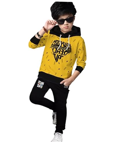 Image of LilBits Boys Summer Co Ord Set | Cotton Blend Printed T-Shirt & Track Pants Outfit | Kids Casual Top Bottom Clothing Set 2-16 Years