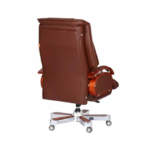 Image of Lakdi The Furniture High Back Director & Executive Chair for Office Made in Plyboard with Leatherette and Soft Padded & Fixed Armrest & Revolving and Swivel Base, Recliner Chair - 111011327 Brown