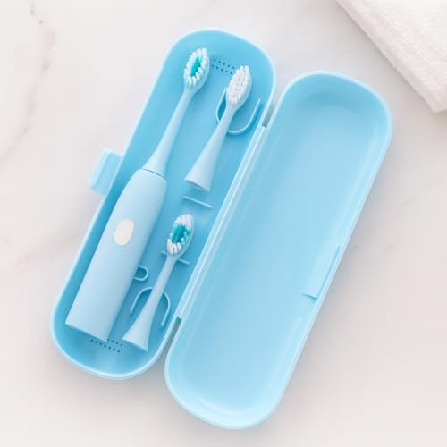 Estojo universal para escova de dentes elétrica – armazenamento portátil de viagem para 1 escova de dentes + 2 cabeças, material PP de grau alimentício (azul claro)