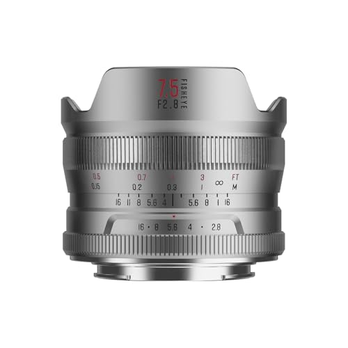 Image of Brightin Star 7.5mm F2.8 IV Fisheye Lens for E Mount Mirrorless Cameras, Manual Focus Prime APS-C Lens Fit for ZV-E10, A7IV, A6400, A7SIII, A7III, A6600, A7RIII(Silver)