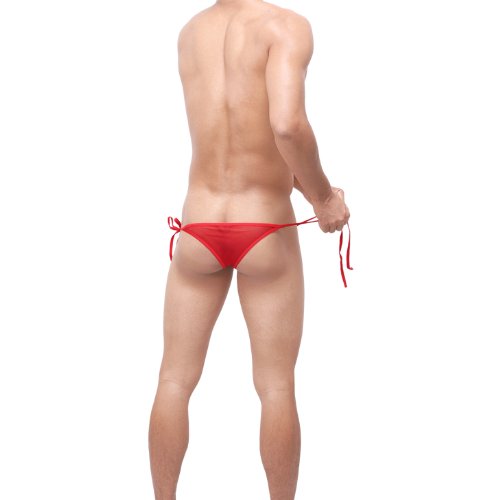 Men's Mesh Brazilian Cut String Bikini Briefs with Side Tie Breathable Mesh Underwear Brief2