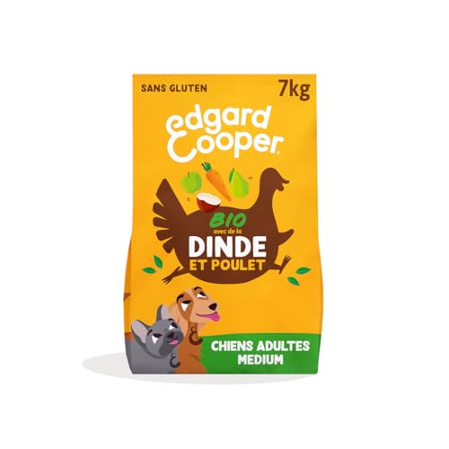 Edgard & Cooper Croquettes Chien, (Dinde & Poulet Bio, 7kg), Sans Céréales, Viande fraîche et protéines de qualité, Vrais ingrédients pour chiens,...