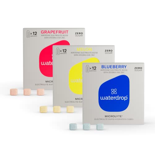 waterdrop® Coffret Microlyte | Boisson Sportive aux Électrolytes | 36 Cubes | Poudre Réhydratante | 5 Électrolytes, 9 Vitamines, Zinc | Vegan, Sans Sucre & Sans Calories pour Hydratation Rapide Cover