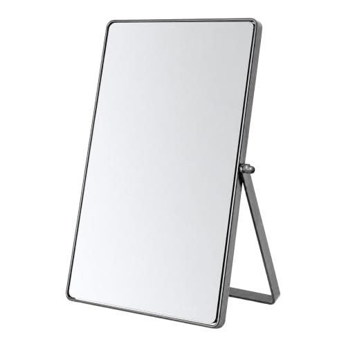 Image of Itoyx Desktop Vanity Mirror with Stand, Large Rectangular Makeup Glass, Free Standing Dressing Table Mirror with Metal Frame for Bathroom Bedroom Vanity Desk Office