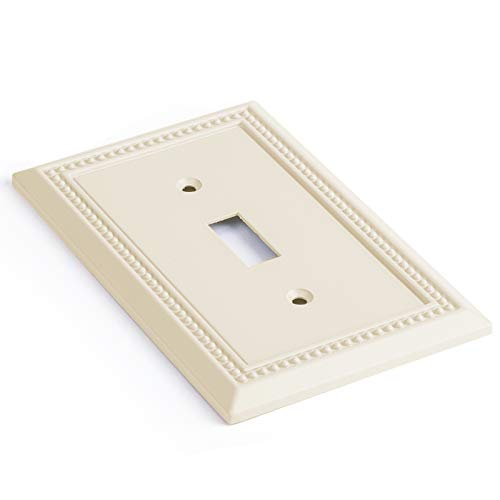 Image of Henne Bery Sunken Pearls Heavy Duty Decorative Wall Plate Switch Plate Outlet Cover, Durable Solid Zinc Alloy (Single Toggle 2PK, Light Almond)