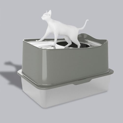 Arenero para gatos de acero inoxidable con tapa XL miniatura 5