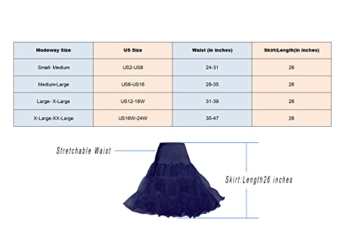Modeway 1950S Crinoline Petticoats Vintage Puffytulle Skirts Under Skirt Half Slips For Women Dresses Black,S #TOP5