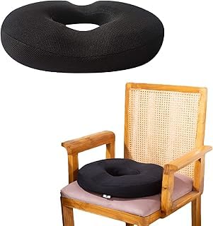 Donut Cushion for Piles, Hemorrhoids, Coccyx & Sciatic Pain Relief – Ideal for Pregnancy, Tailbone Discomfort, Postnatal & Post-Surgery Support – Comfortable Seat for Chair & Car (Black)-image-3