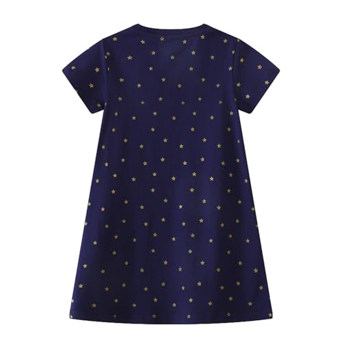 Image of HILEELANG Toddler Girl Short Sleeve Easter Dress Cotton Casual Jersey Shirt Playwear Applique Dress