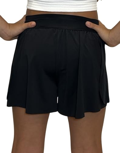 Girls Flowy Butterfly Shorts with Spandex Liner for Cheer Sports Gym Kids Casual Clothes Ages 7-163