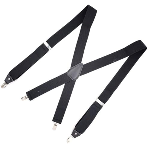 Image of LPLYAA Suspenders For Men Formal X Back 4 Metal Clips Adjustable 1.38 Inch Wide Suspenders For Wedding (Color : Black)