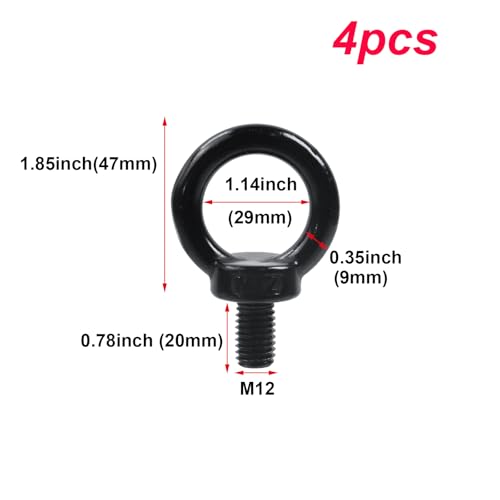 Image of Antrader M12 Lifting Eye Bolts,4PCS Stainless Steel Machinery Shoulder Lifting Eye Bolt