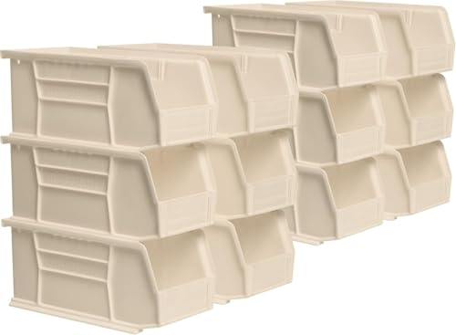 Image of Akro-Mils 30230 AkroBins Plastic Storage Bins, 11 inchx5 inchx5 inch, Stone, 12-Pack | Space-Saving Stackable Bins for Garage, Pantry, Craft Organization